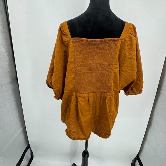 Old Navy Peasant Blouse Womens XXL NEW Smocked Back‎ Puff Sleeves Button Front - Picture 7 of 8